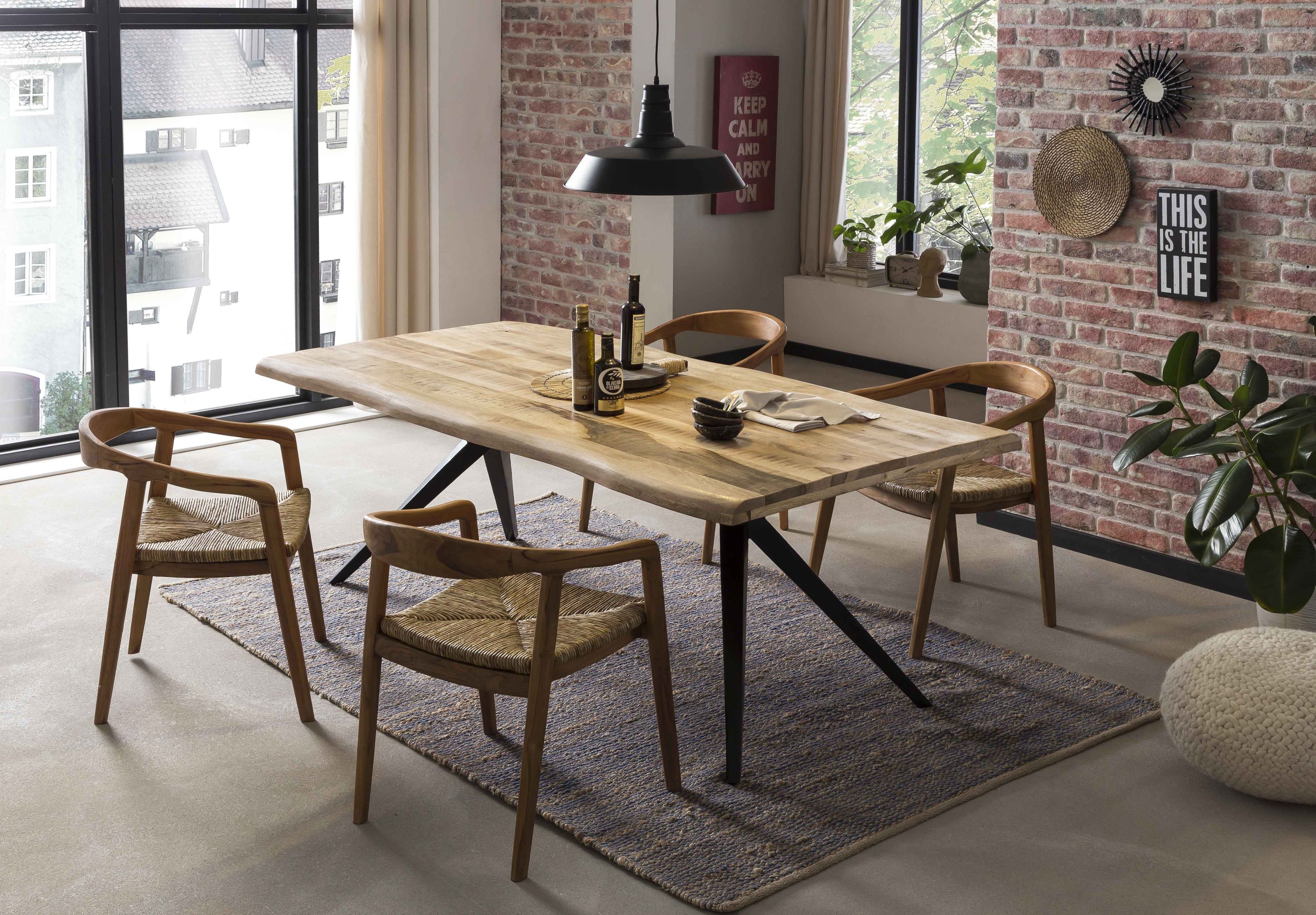 Tisch 180x90cm Mango Metall Holztisch Küchentisch Esstisch Speisetisch Esszimmer