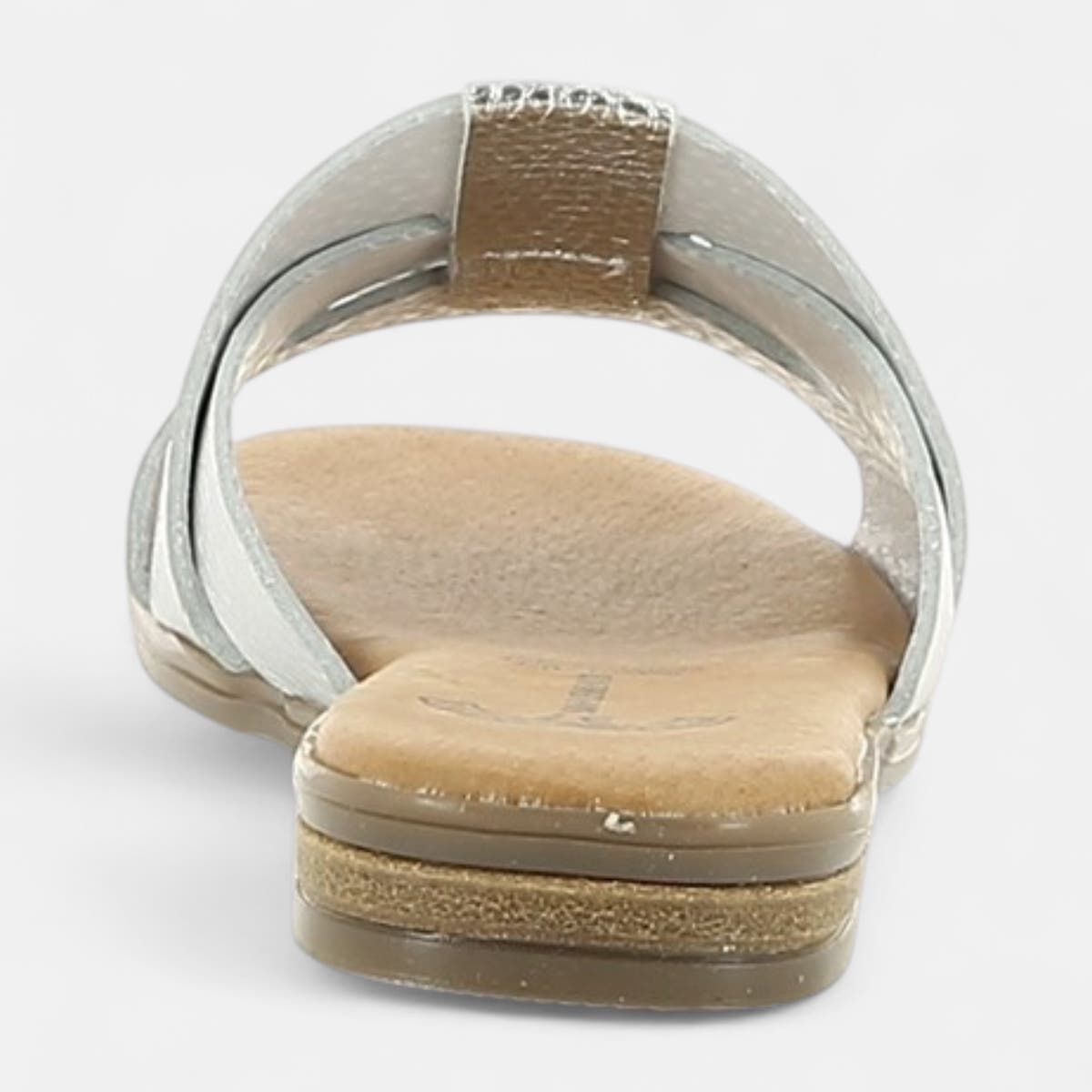 Mules Femme en cuir argent