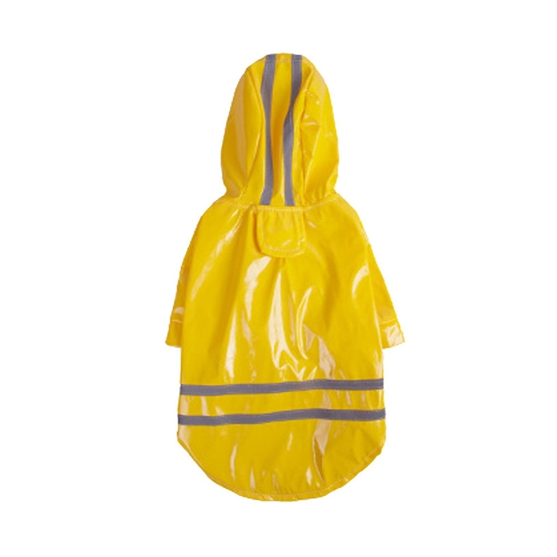 (Gr. L) Wasserabweisende Haustier Regen Jacke Hunde Mantel mit Kapuze   Reflektoren - Gelb