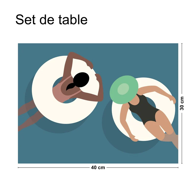 Lot de 4 sets de table L 40xl 30cm - MIX SWIMMING POOL 99deco