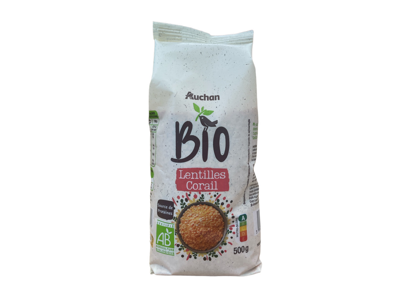 LENTILHAS VERMELHAS AUCHAN BIO DESCASCADAS 500G