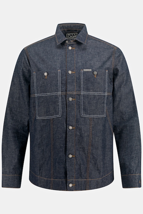 STHUGE Jeanshemd, Overshirt, Denim, Langarm, Stehkragen, bis 8 XL