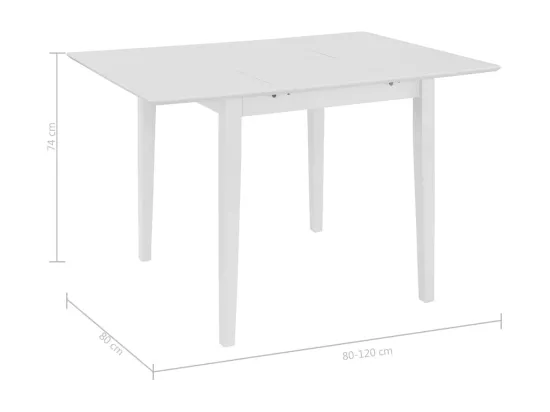 Table à manger extensible Blanc (80-120) x 80 x 74 cm MDF
