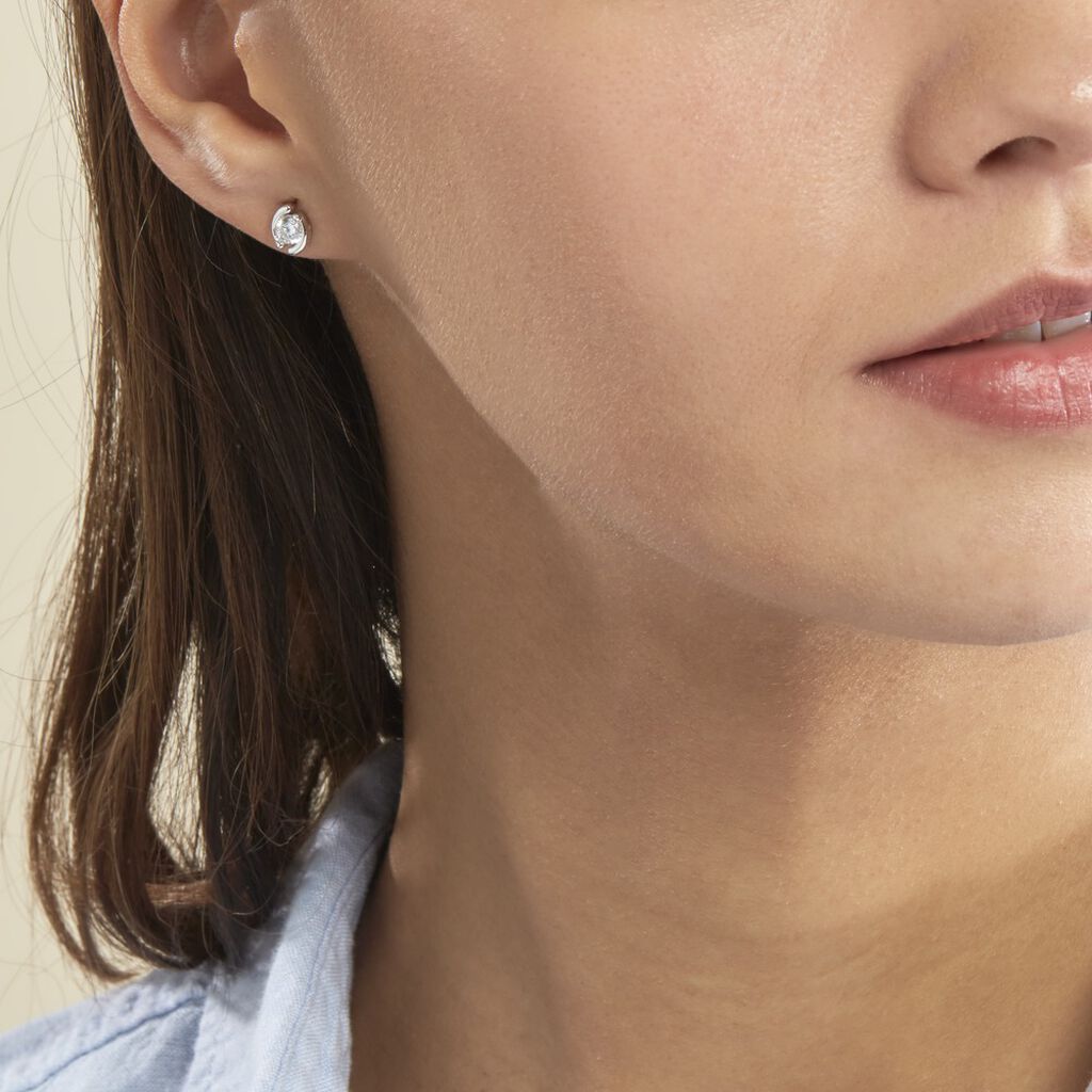 Boucles D'oreilles Puces Couteau Argent Blanc Oxyde De Zirconium