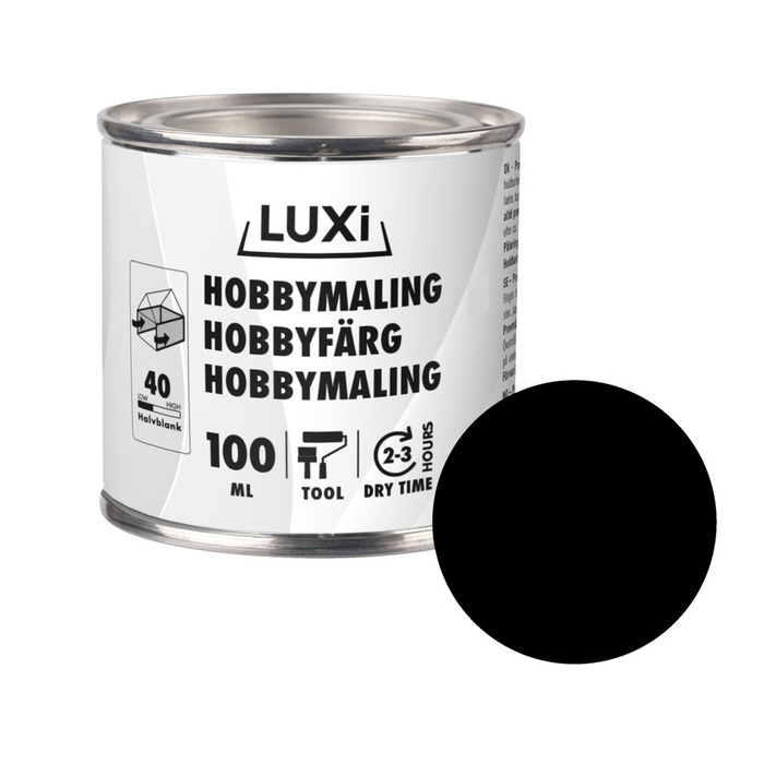 Hobbymaling sort 100 ml - Luxi