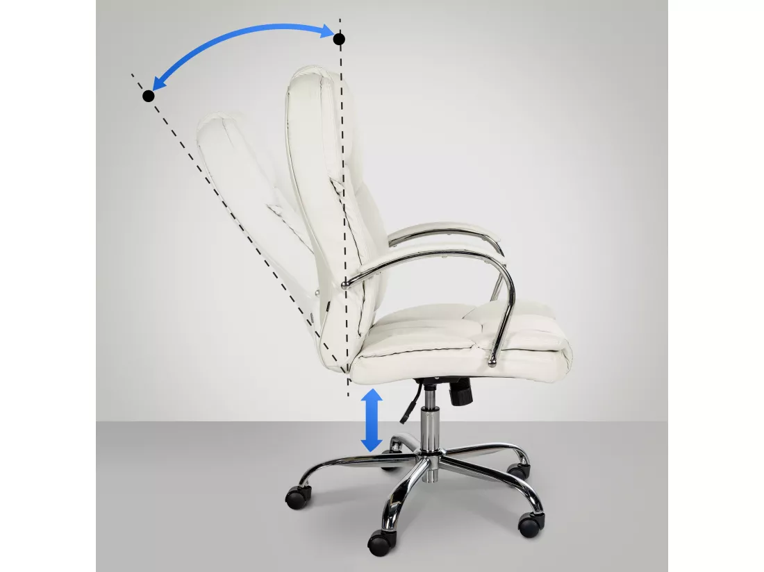 Chaise de bureau - Similicuir & Métal chromé - Blanc - XXL Xanthos