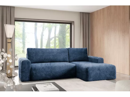 Canapé d'angle convertible en velours côtelé SONTII Bleu