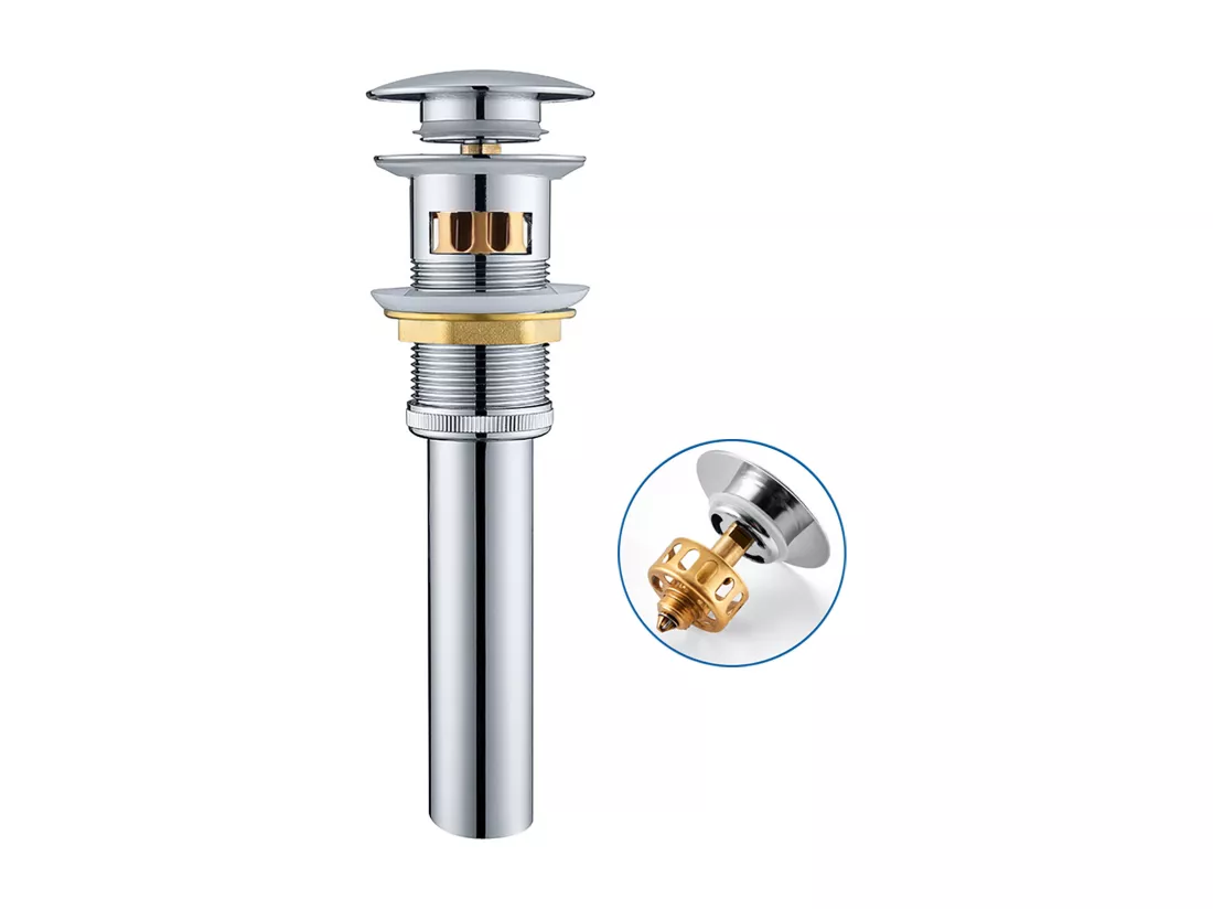 Auralum max Bonde de Lavabo avec Trop Plein,Bonde de Lavabo Pop Up Valve,Bonde de Lavabo avec Panier à Crépine pour Salle de Bain,Chromé
