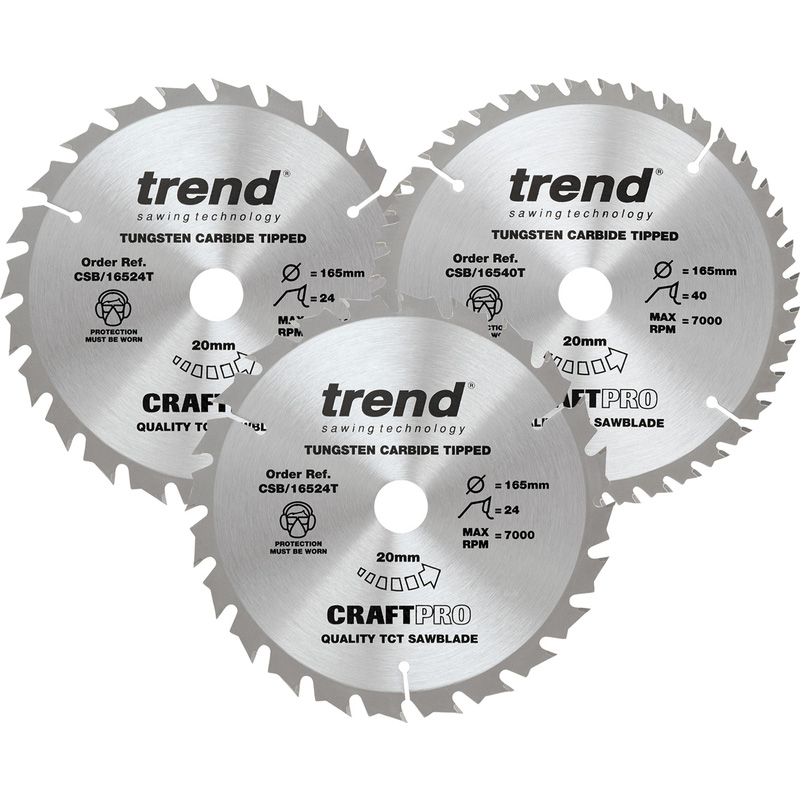 Trend Cirkelzaagblad 165x20x1,5mm 24T/24T/40T