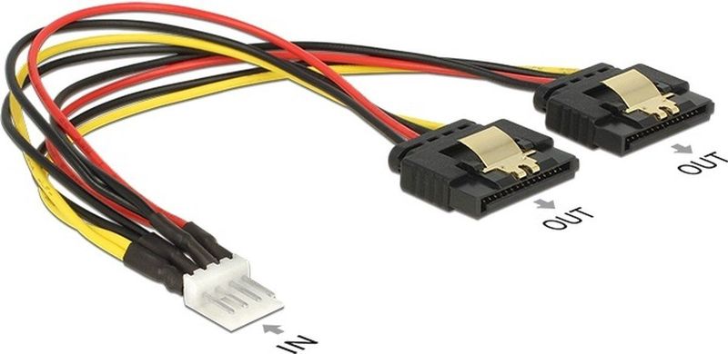 Floppy - 2x SATA Voedingskabel - 0,20 Meter - Metalen Klem