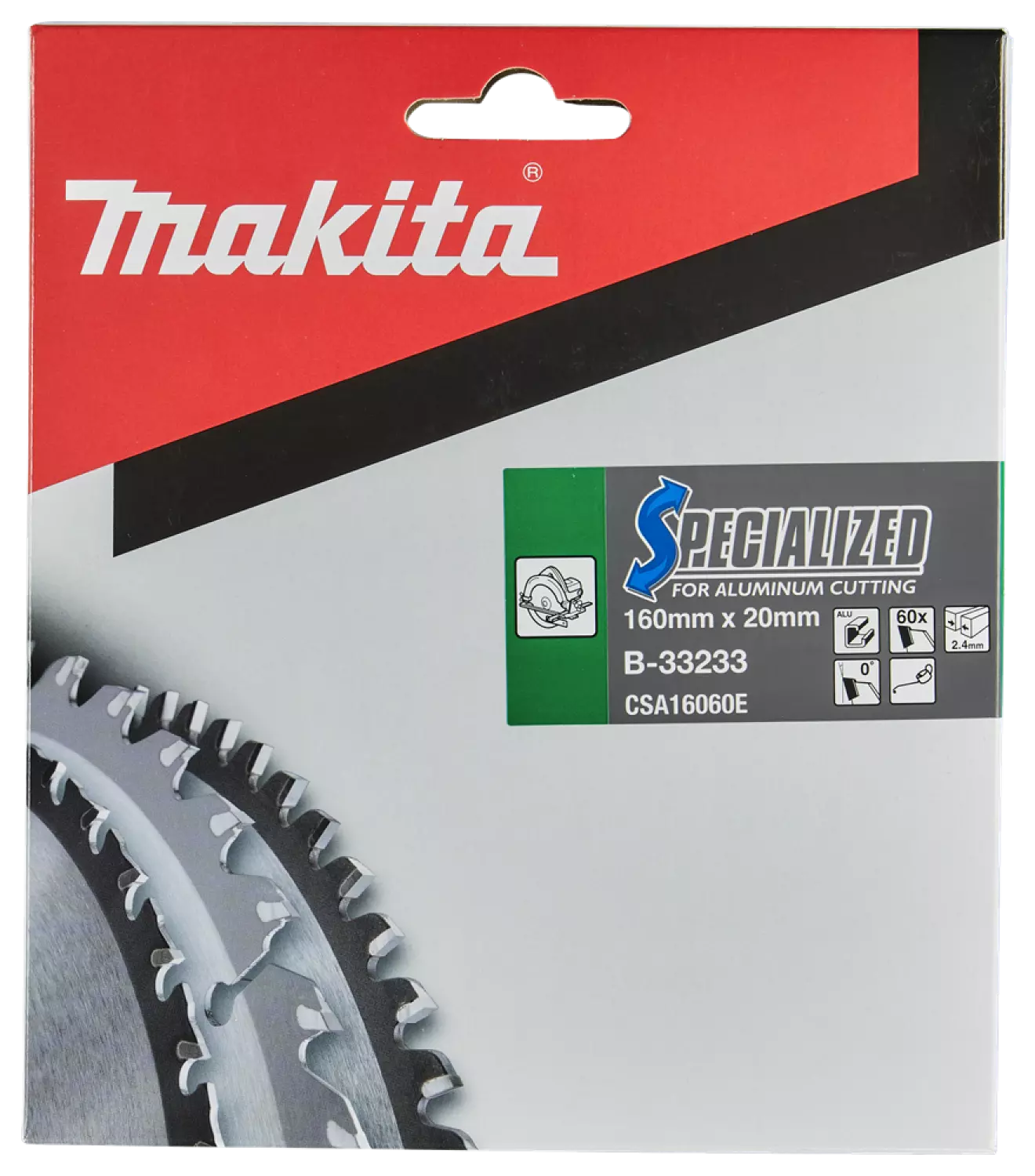 Makita B-33233 Cirkelzaagblad - Aluminium - Specialized - 160x20x2,4mm - 60T