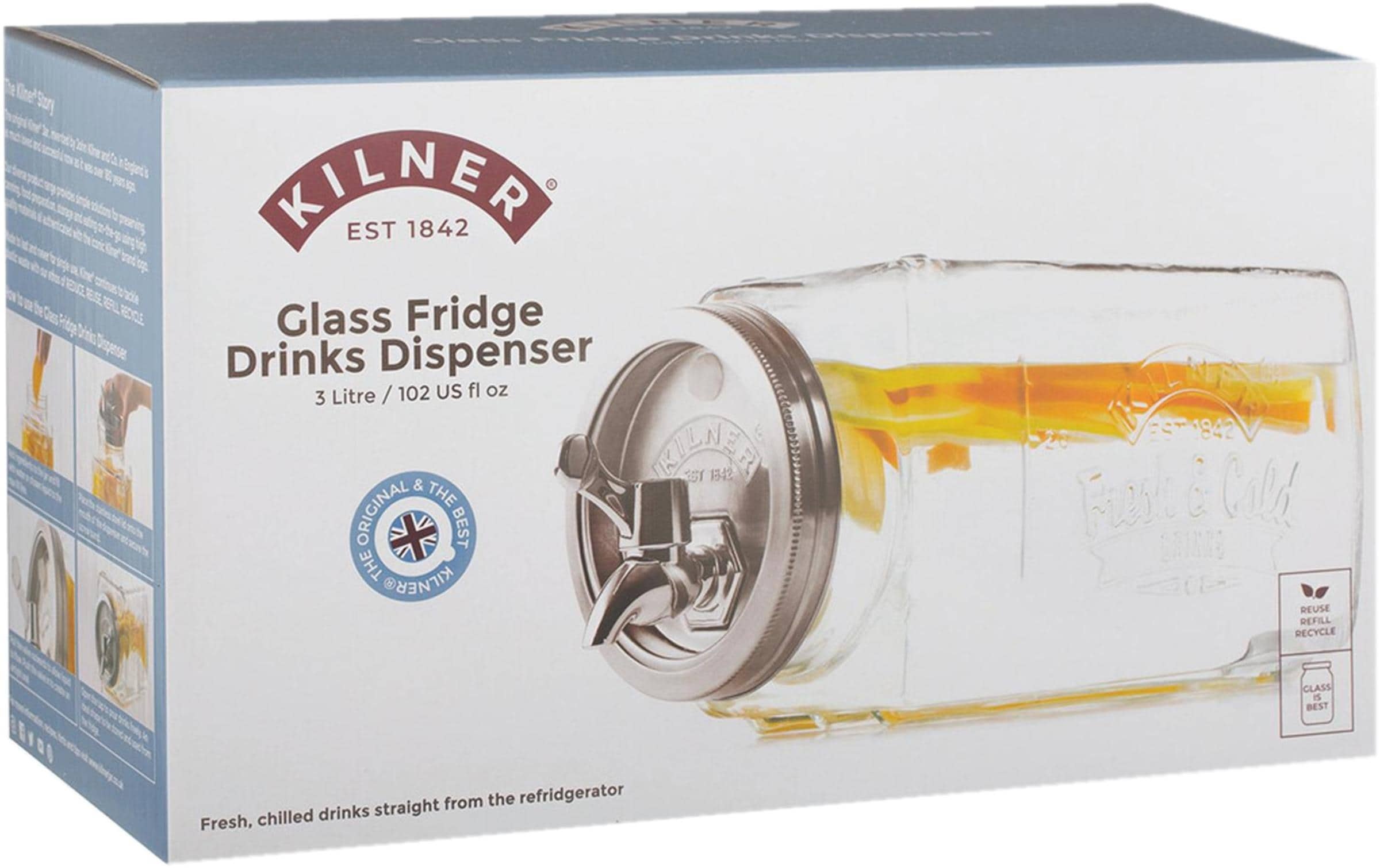 KILNER Getränkespender »zum Kühlschrank 3 l« Nebenmaterial: Holz (Herkunft: China)