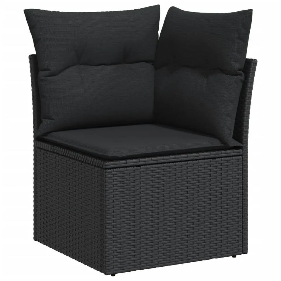 vidaXL - Loungeset - Zwart - Poly rattan - 13 stuks - Met kussens
