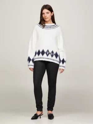 Suéter Fair Isle Oversized com Gola Redonda
