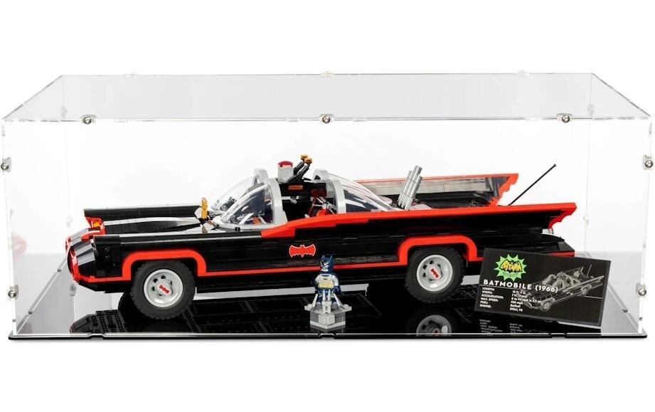 Baukasten Acryl-Display für LEGO 76328 BatmobilAcry-Display-Box mit schwarzem Boden für LEGO Batman: Batmobil aus der 60er-TV-Serie