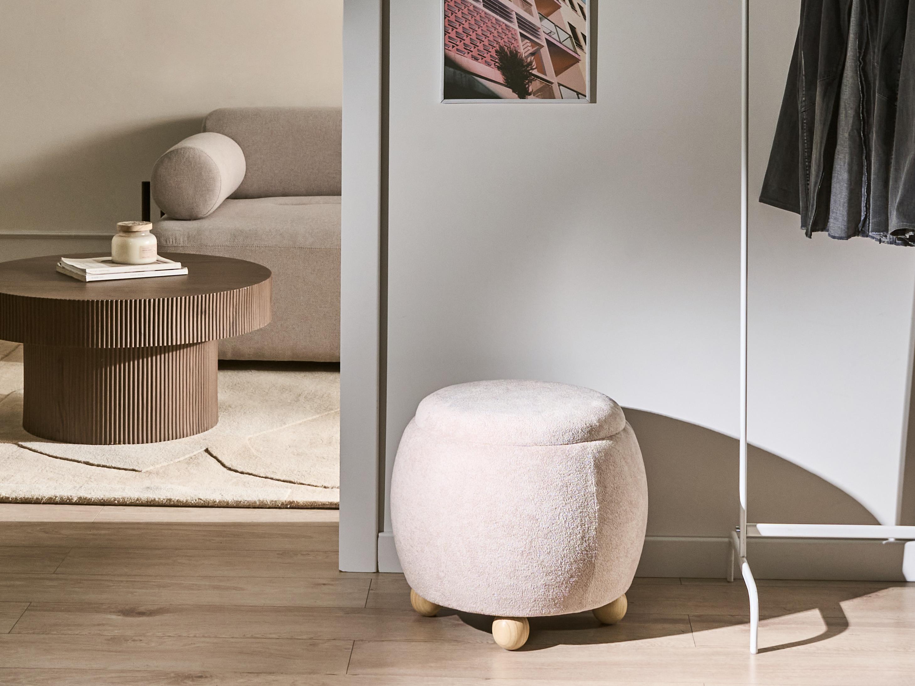 Poef met opbergruimte ANNABELLA Bouclé Lichtbeige