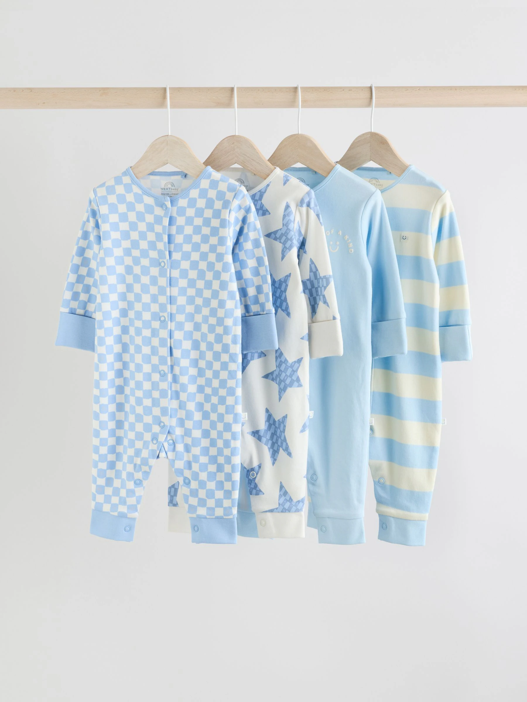 Blauw - Set van 4 voetloze Baby-pyjama's met ster (0mnd -3jr)