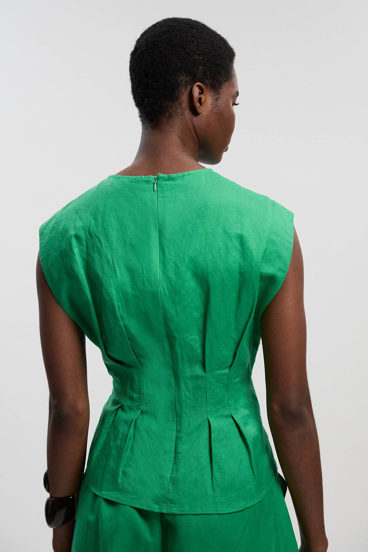 KarenMillen Haut tissé pintuck en viscose-lin