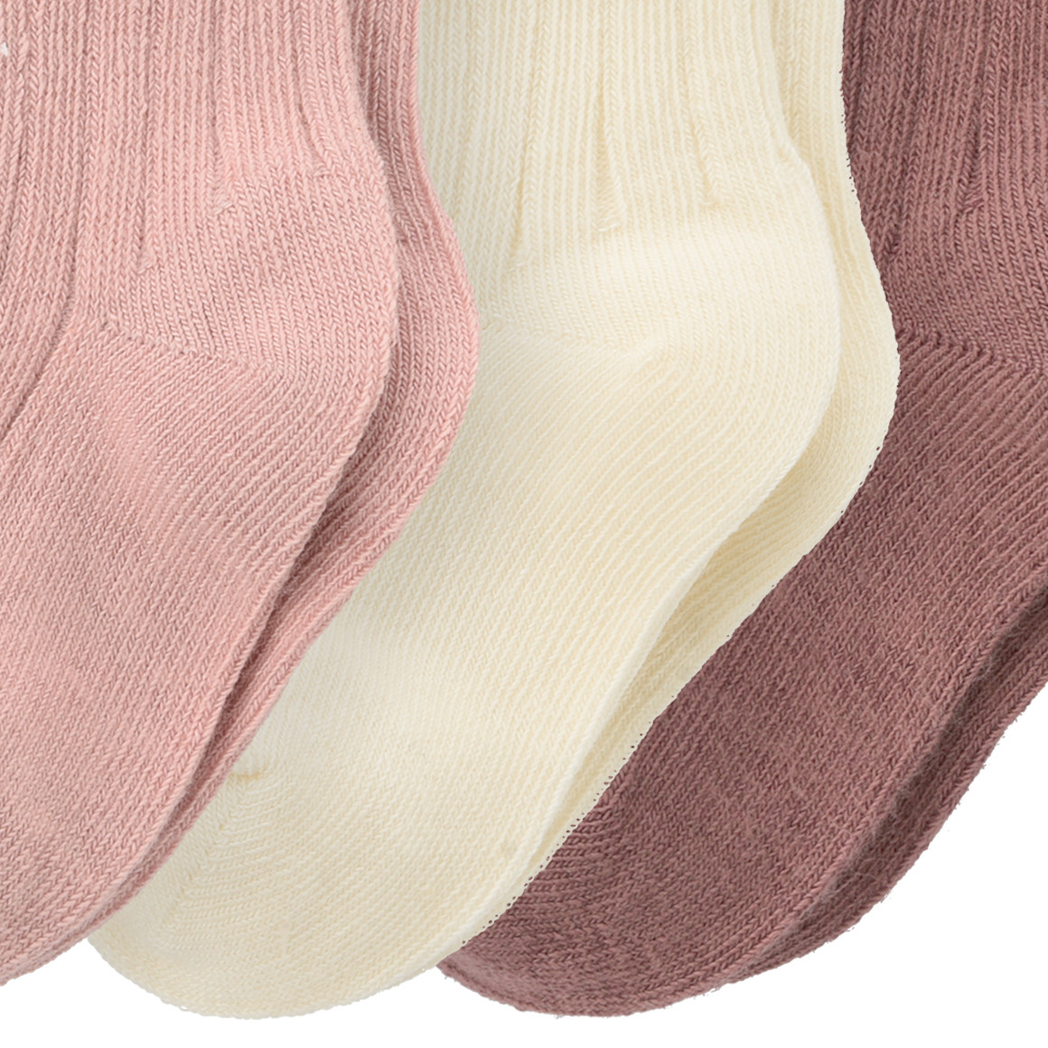 Topomini Pure Collection 3 Paar Baby Socken mit Rippstruktur hellrosa / hellbeige / dunkelrosa