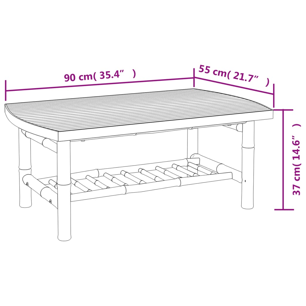 Salon de jardin meuble d'extérieur ensemble de mobilier 3 pièces avec coussins blanc crème bambou