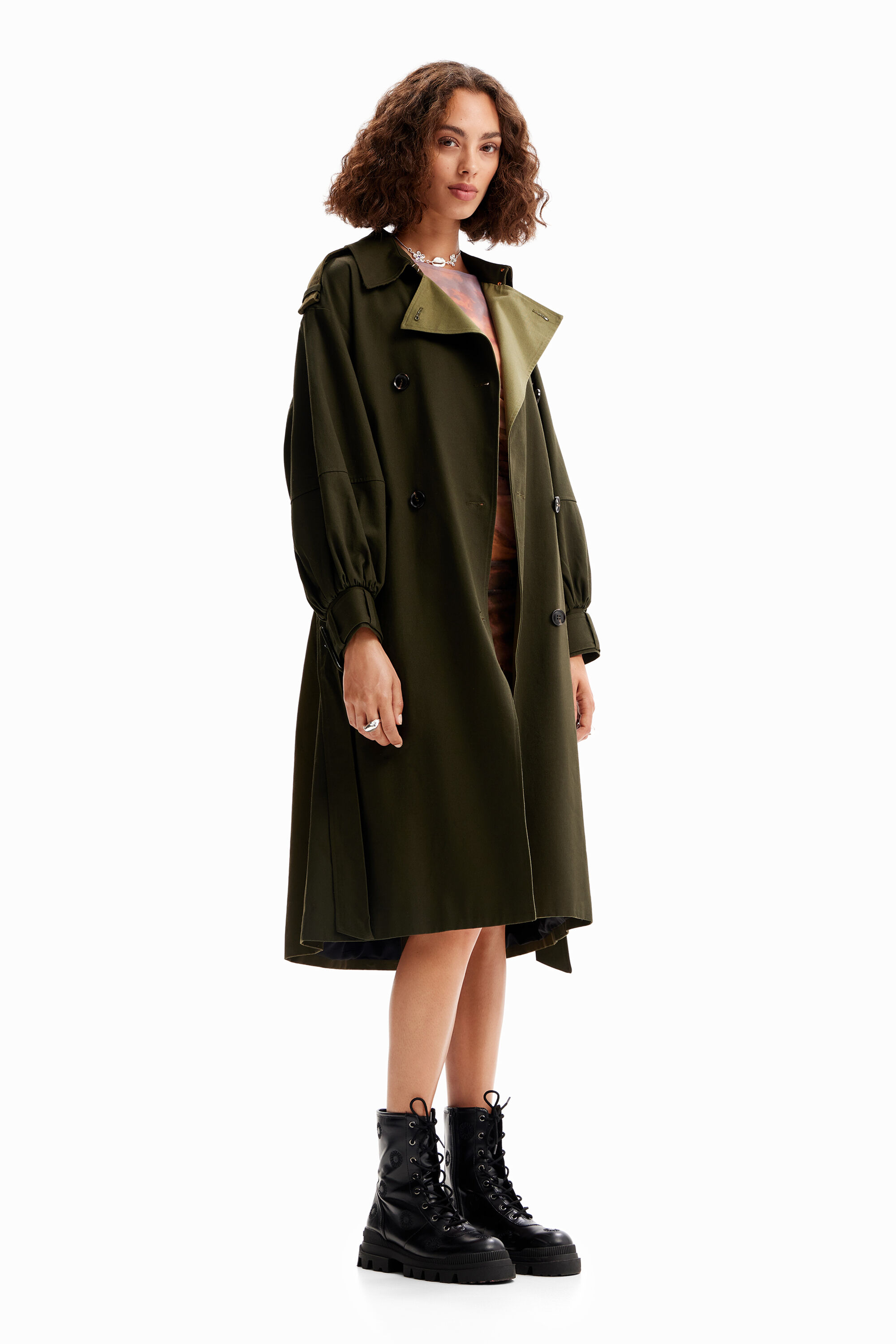 Trench coat oversized com cinto