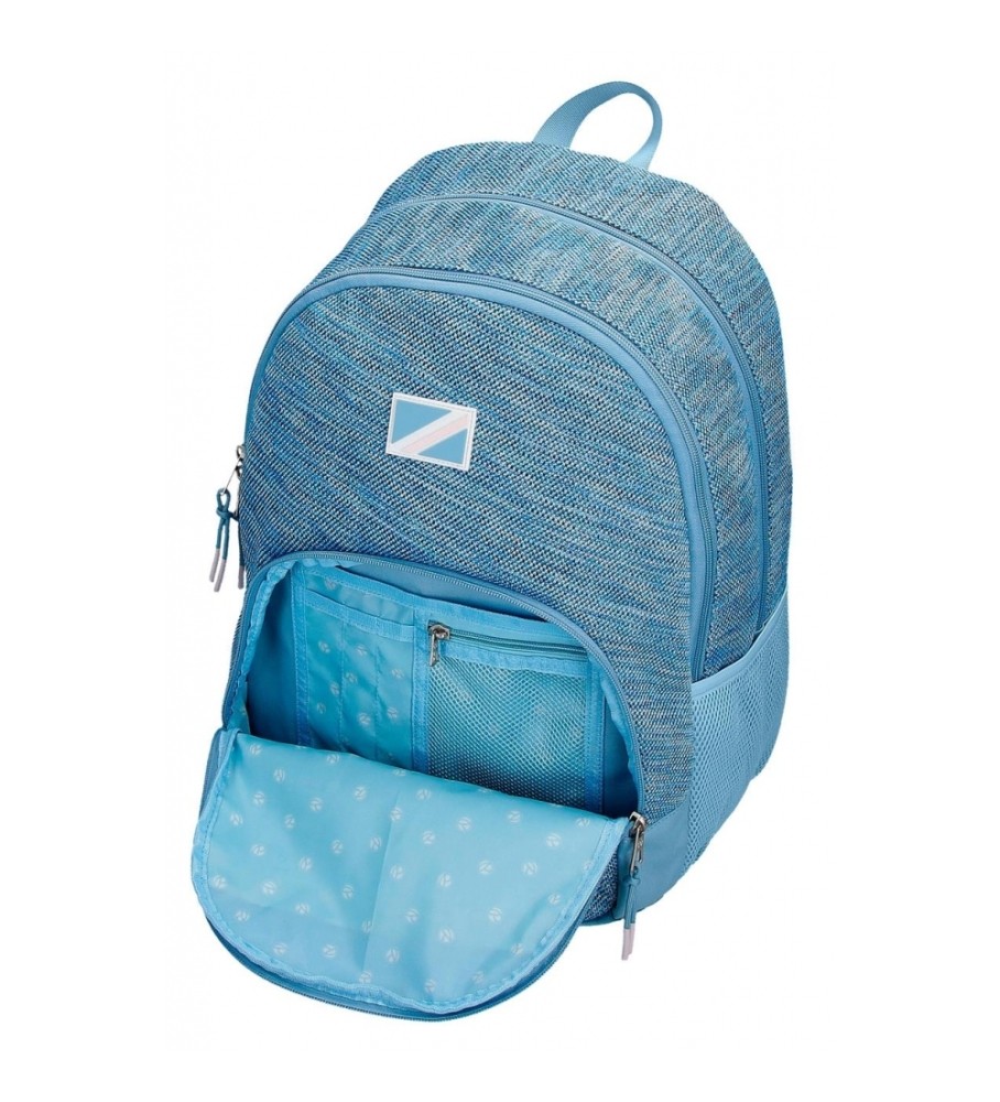 Mochila Pepe Jeans Lena, com zíper duplo ajustável, azul.