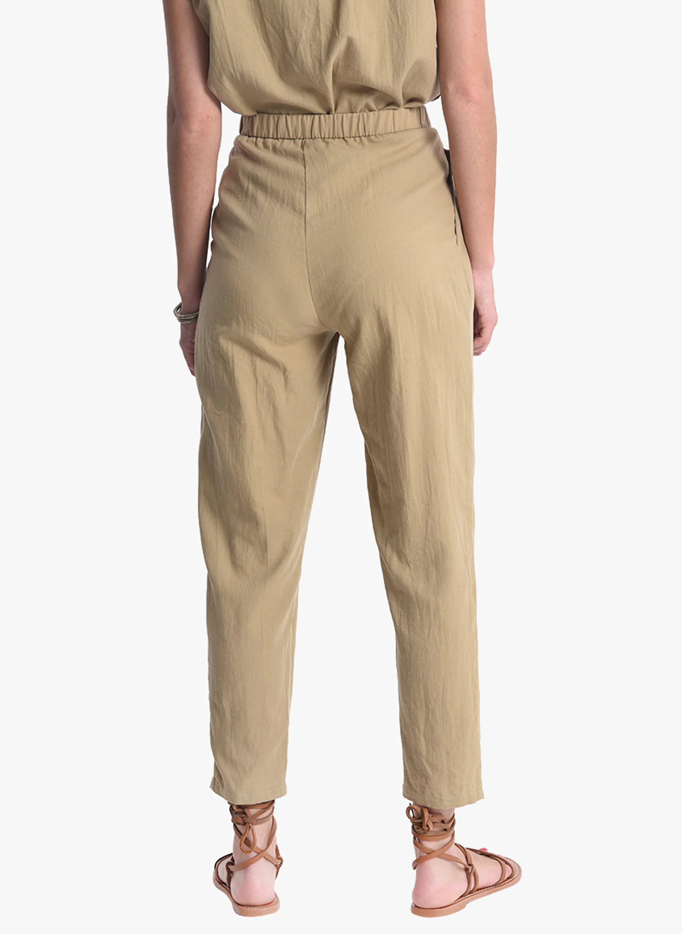 Pantalon à pinces en coton | Kaki