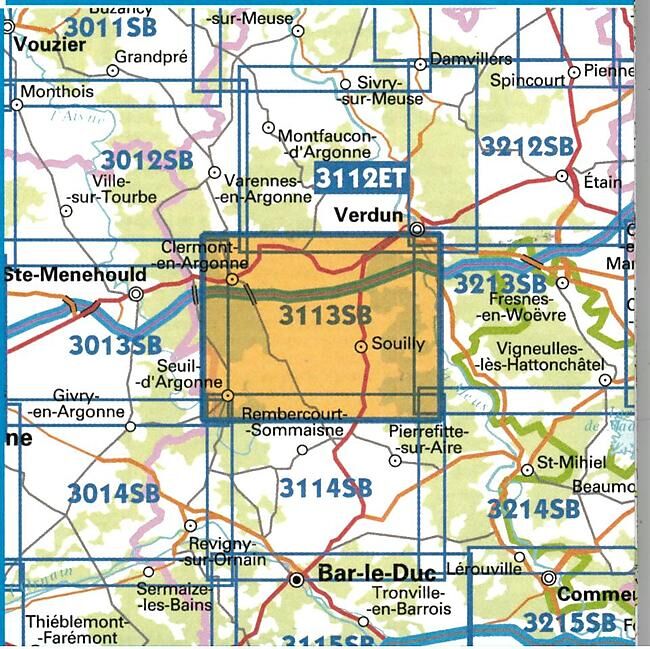 IGN - 3113 SB CLERMONT EN ARGONNE 1 25 000