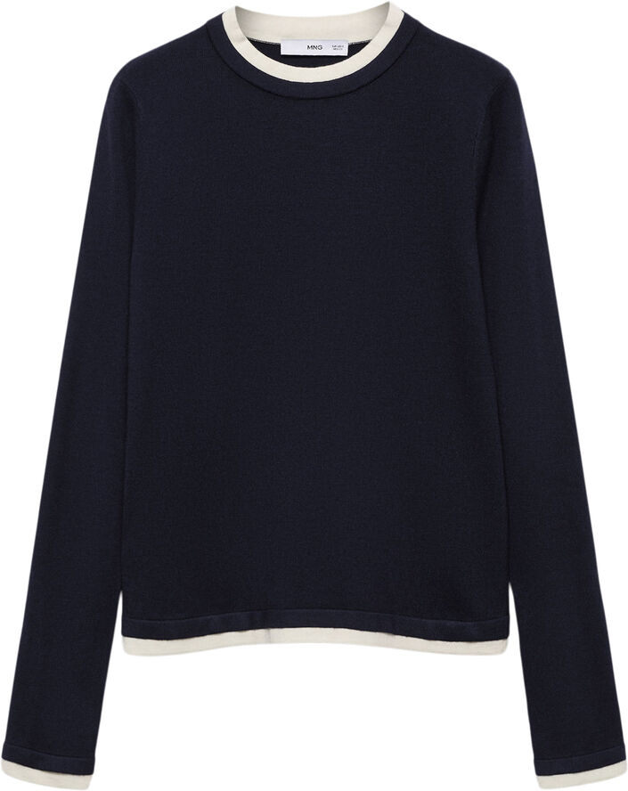 MANGO Contrast trim sweater Navy