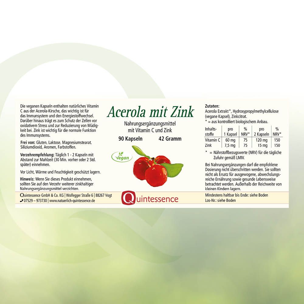 Acerola + Zink Kapseln von Quintessence