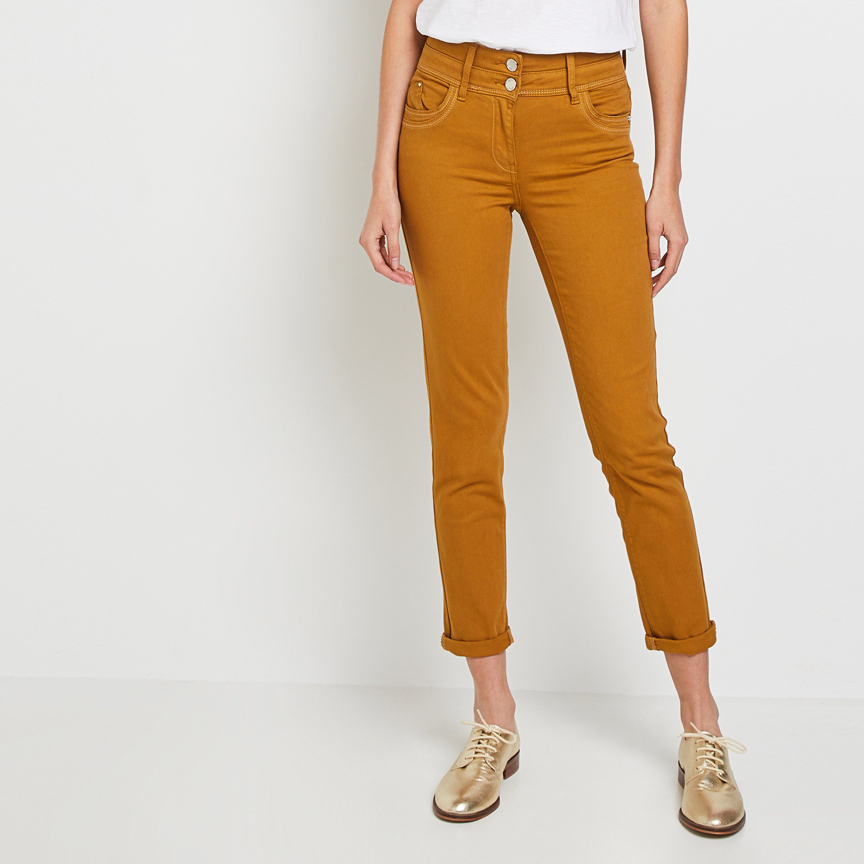 Denim couleur taille haute FIGARI femme - CURRY