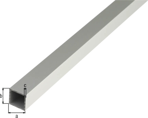Vierkante aluminium buis, zilver geanodiseerd, 30x30x2 mm, 2,6 m