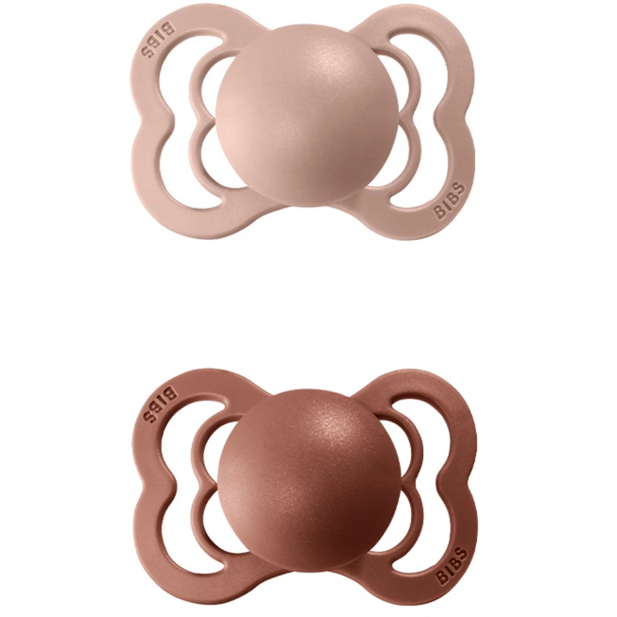 BIBS® Schnuller Supreme Blush  Woodchuck Silikon 0-6 Monate, 2 Stk.