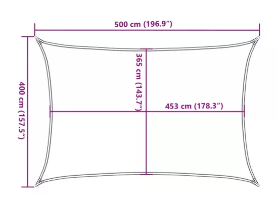 Voile d'ombrage gris clair 5x4 m 100% polyester oxford