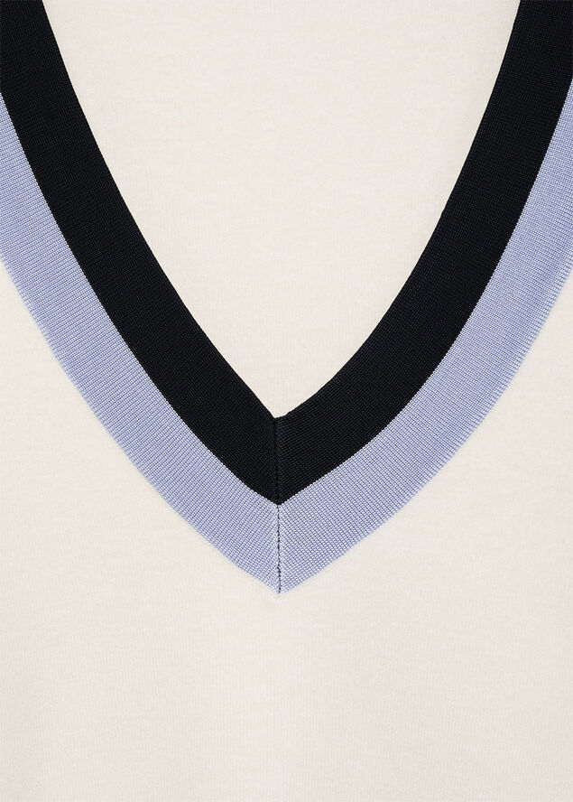 MANGO Striped sweater detail Light beige