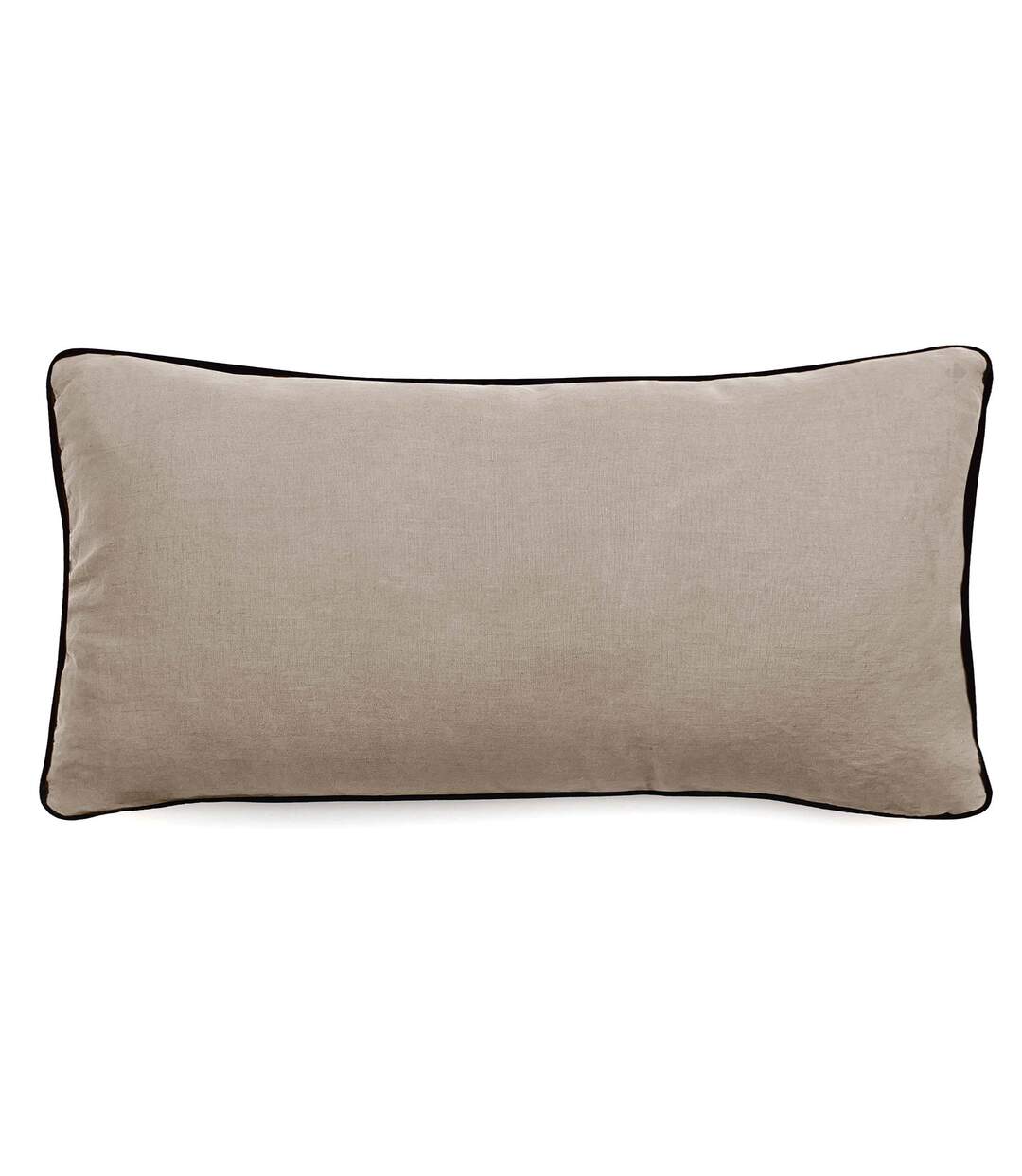 Housse de coussin PRELUDE 80x80 cm finition biais noir face en lin lavé et dos en coton lavé jaune