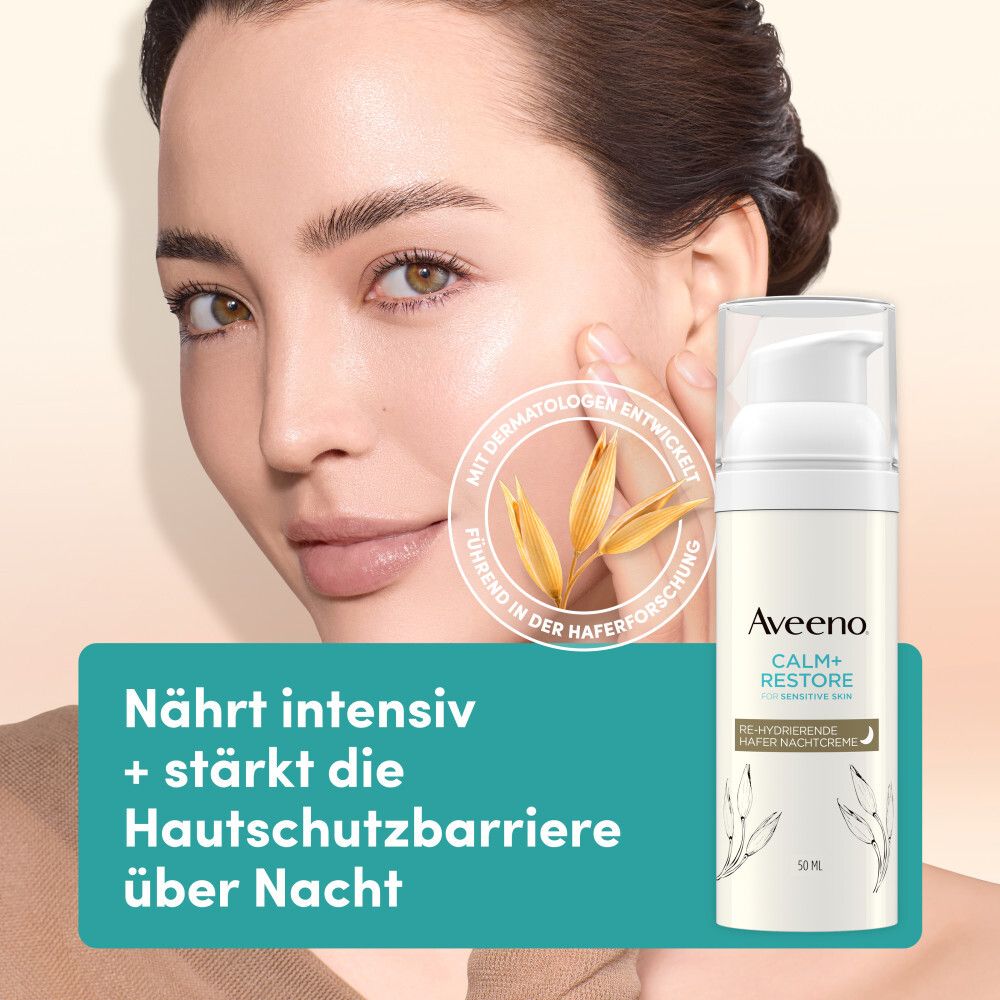 Aveeno® CALM+RESTORE Hafer Nachtcreme mit Sheabutter für empfindliche Haut