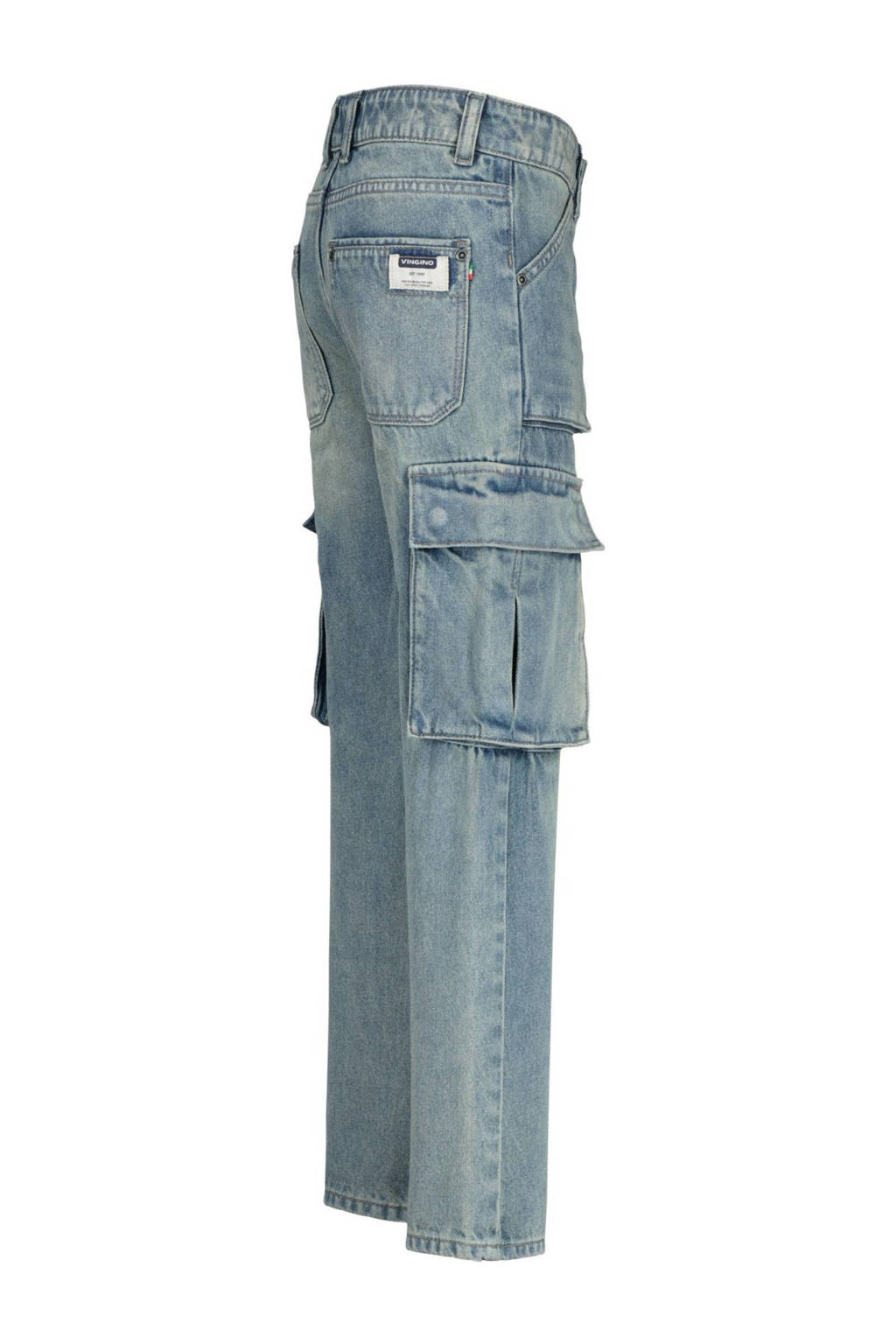 Vingino straight regular waist cargo jeans medium blue denim