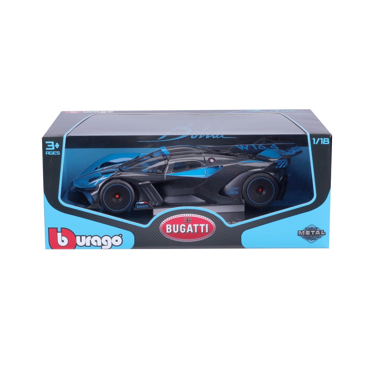 Voiture de course Bugatti bleue 1/18