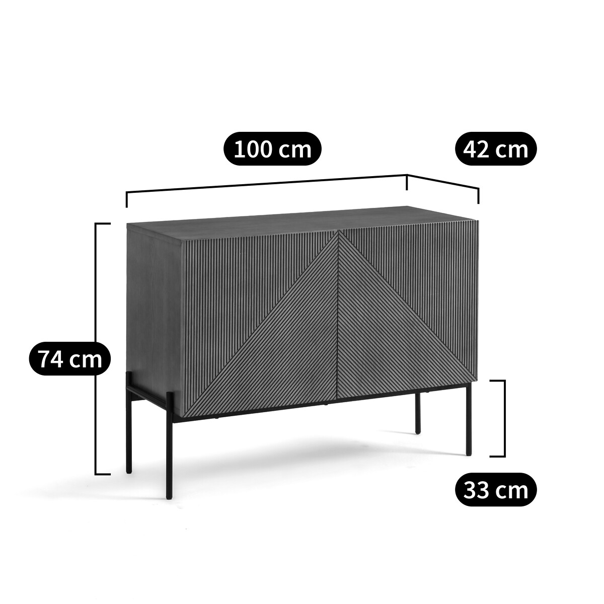 LA REDOUTE INTERIEURS<br>Móvel buffet vintage, carvalho, 2 portas, Lodge