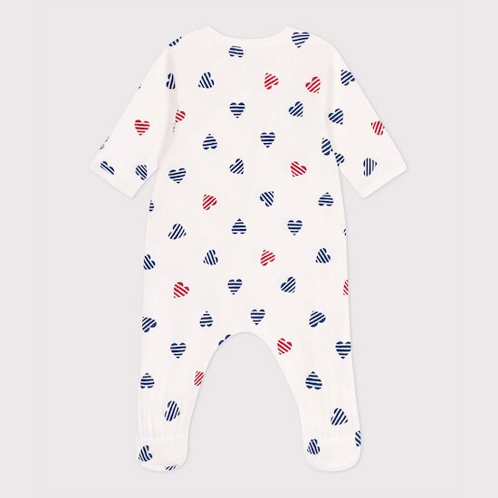Pyjama en coton cœur rayé   de               Petit Bateau