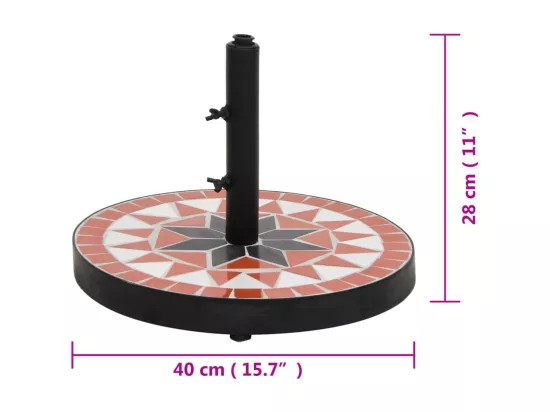 Base de parasol terre cuite et blanc rond 12 kg