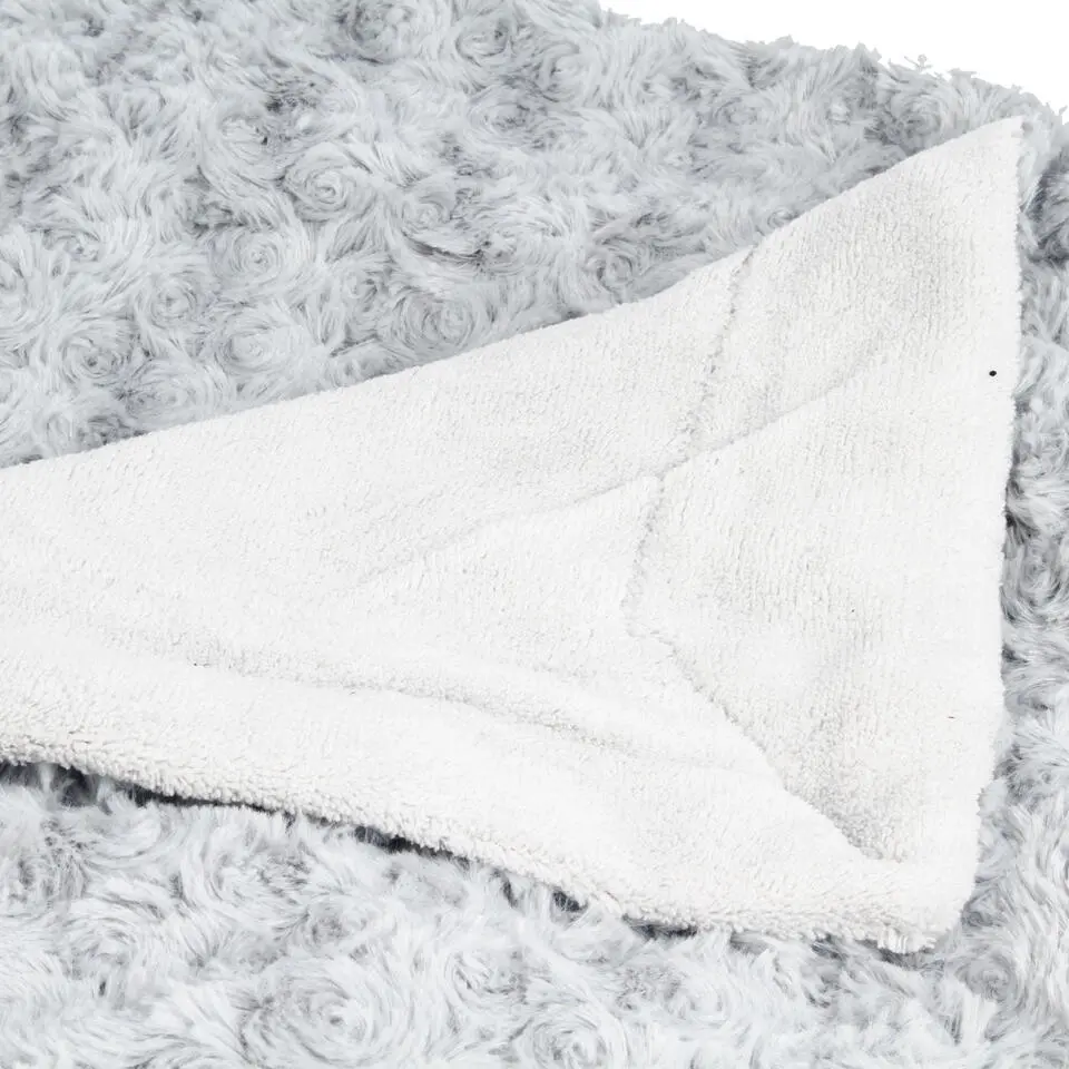 Atmosphera Sprei/deken/plaid - zilvergrijs - polyester - 120 x 160 cm - geknoopt