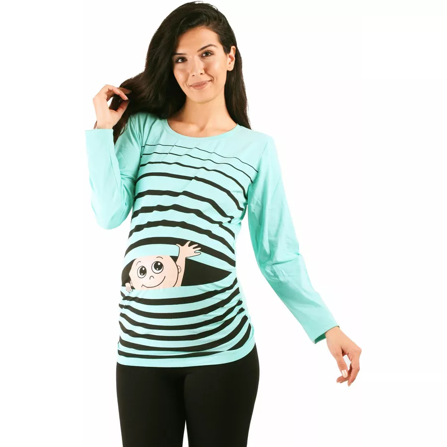 M.M.C. Umstandslangarmshirt Winke Winke mit Motiv Mint