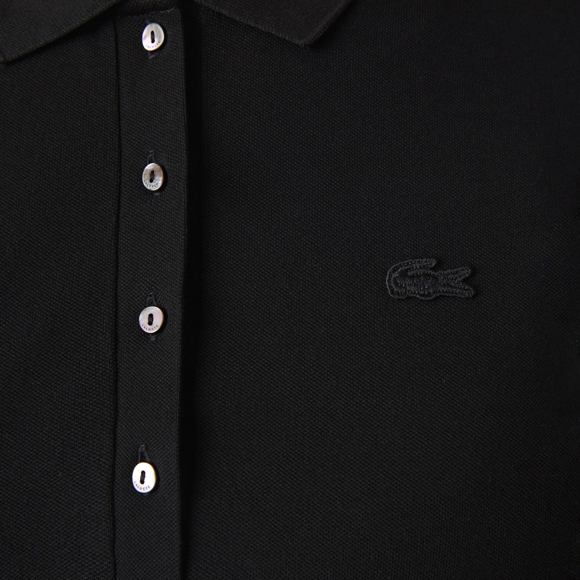 Slim Fit Damen LACOSTE Poloshirt aus Stretch-Baumwoll-Piqué Kurze Ärmel - Schwarz - Lacoste - Damen