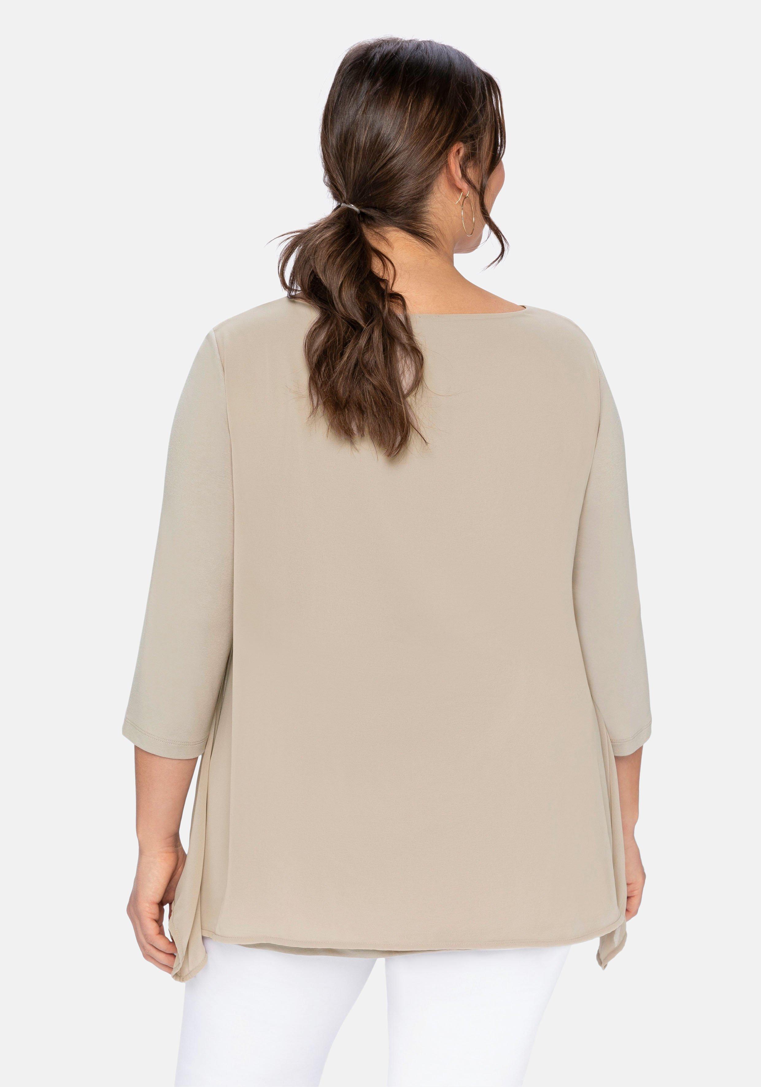 Blusenshirt in leichter A-Linie mit Zipfelsaum