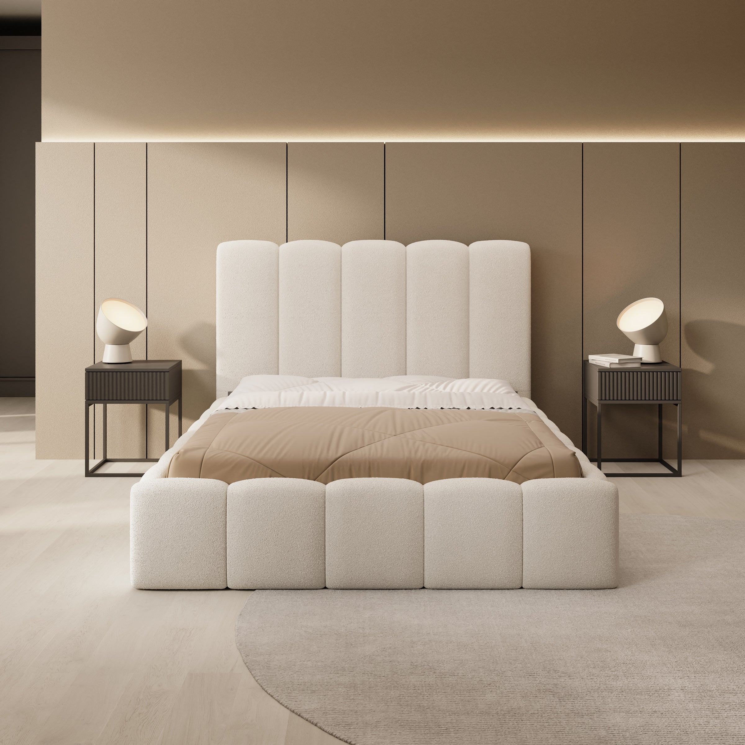 Vesna - Tweepersoonsbed - Teddystof beige - 140x200 cm