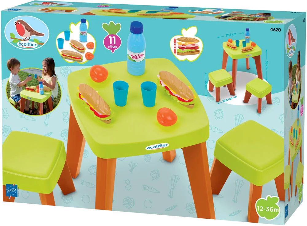 JARDIN ET SAISON - TABLE PIQUE-NIQUE ET 2 TABOURETS