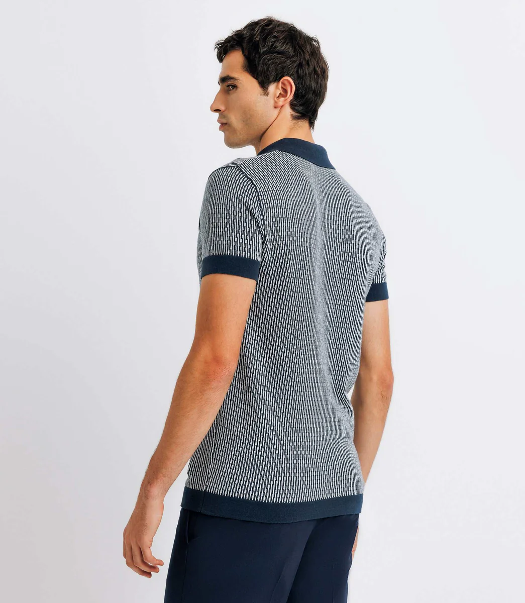 Polo en jacquard marine