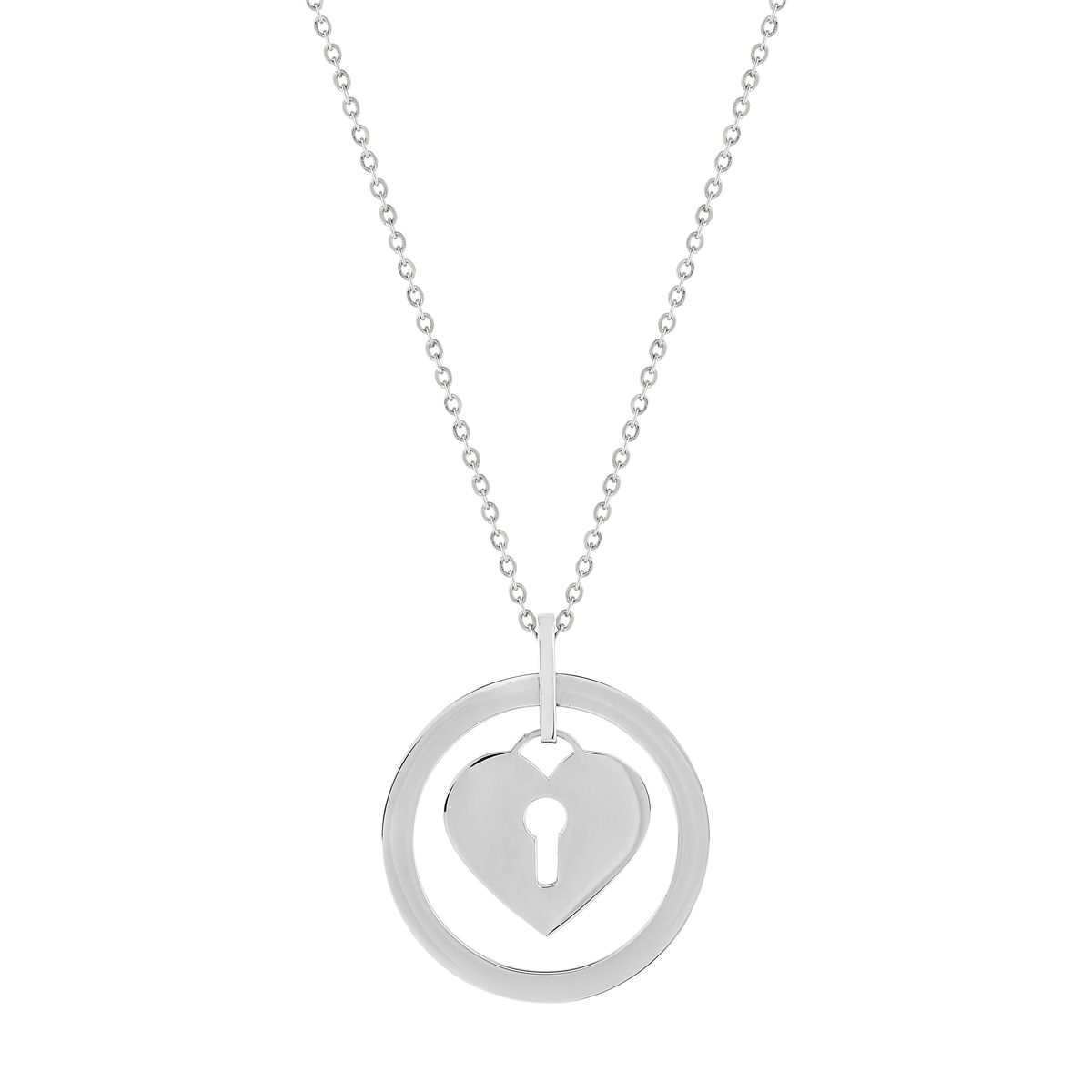 Collier acier maille forçat coeur 48 cm